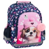 Ghiozdan pentru fetite, Derform Cleo &amp; Frank Catel, cu 3 compartimente, PL15BCF42, 38x28x18 cm