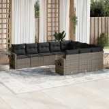 Cumpara ieftin Set mobilier de grădină cu perne, 10 piese, gri, poliratan