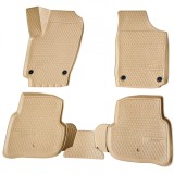 Set de 5 covorase bej cauciuc 3D stil tavita premium pentru Skoda Fabia 3,III din 2014, Recambo