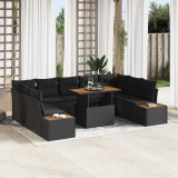 Set de canapea de grădină , 6 piese cu perne din ratan sintetic negru