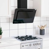 vidaXL Hotă de perete negru 60 cm oțel inoxidabil și sticlă securizată 51662