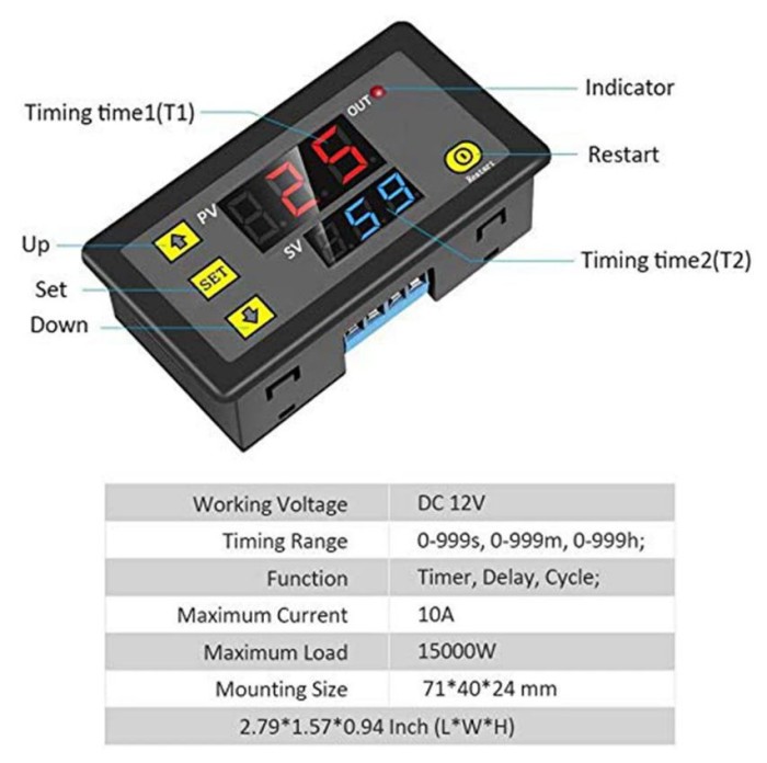 Releu timp timer temporizator programabil ciclic snec centrala peleti 220V