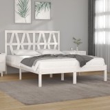 vidaXL Cadru de pat mic dublu, alb, 120x190 cm, lemn masiv de pin 3103969