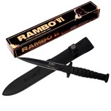 Instrument de taiat Rambo IV, lama dubla otel carbon, teaca piele