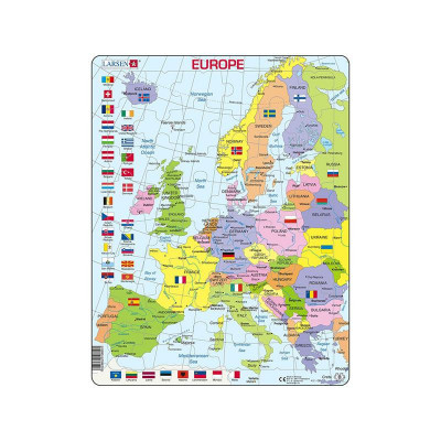 Puzzle maxi Harta Europei, orientare tip portret, 48 de piese, Larsen EduKinder World foto
