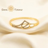 Cumpara ieftin Bratara Armonia Formelor , Bratara fixa placata cu aur 14K cu zirconia