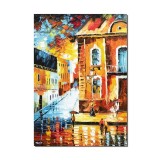 Tablou pictat manual, Seara linistita, prin orasul vechi, 70x50cm ulei pe panza, Superb