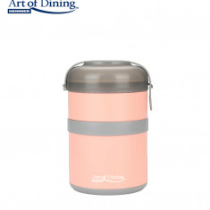 Caserola termica dubla Loca, Art of Dining by Heinner, 920 ml, inox/polipropilena, roz/gri