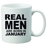 Cana alba personalizata &quot;Real Men are born in January&quot;, INOVATIX&reg;. 330ml