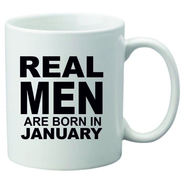 Cana alba personalizata &quot;Real Men are born in January&quot;, INOVATIX&reg;. 330ml