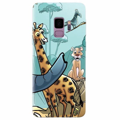 Husa silicon pentru Samsung S9, Children Drawings Elephants Giraffes Lions foto