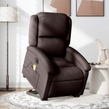 vidaXL Fotoliu electric masaj rabatabil cu ridicare maro &icirc;nchis textil