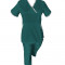 Costum Medical Pe Stil, Turcoaz inchis cu Elastan cu Garnitură stil Japonez, Model Sanda - XS, L