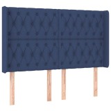 Cumpara ieftin Tablie de pat cu aripioare, albastru, 163x16x118/128 cm, textil