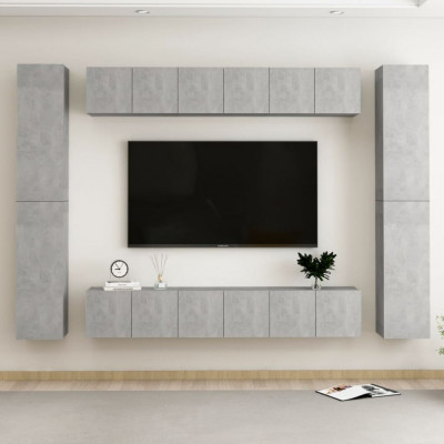 vidaXL Set de dulapuri TV, 10 piese, gri beton, PAL foto