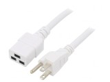 Cablu Alimentare 3x14AWG IEC C19 la NEMA 5-15 2m Alb 15A