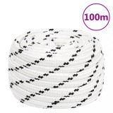 VidaXL Fr&acirc;nghie de lucru, alb, 18 mm, 100 m, poliester
