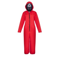 Costum pentru adulti, Squid Game, model Triunghi, marimea S, rosu
