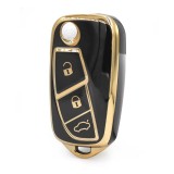 Husa Cheie Auto TPU Rosu/Auriu VW Touareg 2020-2023, Smartkey 3 Butoane - Protectie Premium