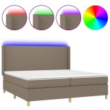 Cumpara ieftin Pat cu arcuri, saltea si LED, gri taupe, 200x200 cm, textil