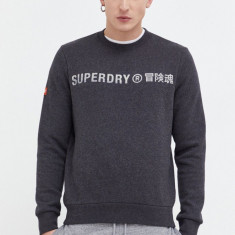 Superdry bluza barbati, culoarea gri, cu imprimeu