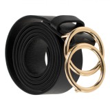 Curea Dama Neagra Catarama Aurie, 110cm, Piele Ecologica - Curea Femei Eleganta