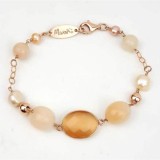 Cumpara ieftin Brățară Damă Crown Cuarț Aventurin Perle Naturale Argint 925 Placat Aur Roz, Ajustabilă, Cutie Cadou - Bijuterie Handmade Italia