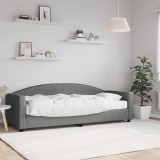 vidaXL Pat de zi cu saltea, gri &icirc;nchis, 80x200 cm, textil