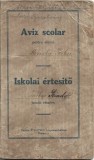 A3923N Aviz școlar, Școala primară confesională romano-catolică Radna, 1922