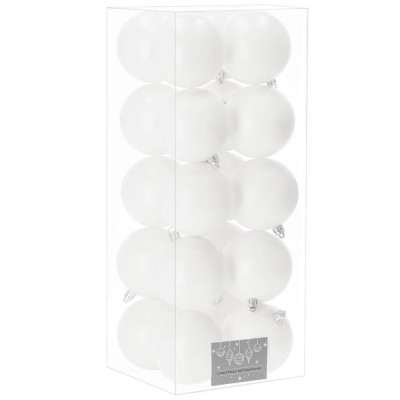 Set globuri de Craciun, 20 bucati, 8cm, alb mat foto