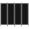 Paravan camera 4 panouri Gossi, negru, 200x180cm, separator decorativ, ecran intimitate, pliabil, fier vopsit electrostatic si poliester