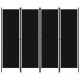 Paravan de camera cu 4 panouri, negru, 200 x 180 cm GartenMobel Dekor, vidaXL