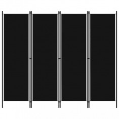 Paravan de camera cu 4 panouri, negru, 200 x 180 cm foto