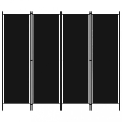 vidaXL Paravan de cameră cu 4 panouri, negru, 200 x 180 cm foto
