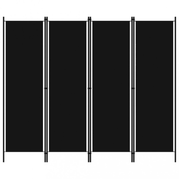 vidaXL Paravan de cameră cu 4 panouri, negru, 200 x 180 cm