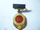 Insigna Romania 1971 - Al X Concurs al Artistilor Amatori ,metal si email , h=4