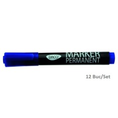 Set 12 Markere Permanente DACO, Albastre, Varf 3 mm, Marker, Marker Albastru, Markere Albastre, Marker cu Cerneala Albastra, Marker Permanent, Markere foto