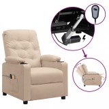 VidaXL Fotoliu de masaj electric rabatabil, crem, textil