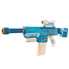 Pistol cu apa electric pentru copii, rezervor 500 ml, raza stropire 10m, baterie litiu 3.7v, jucarie piscina/plaja, continuu, albastru