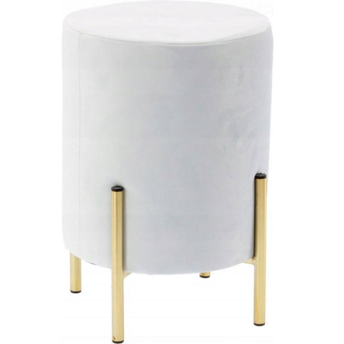 Taburet rotund, tapitat cu stofa, picioare otel, sarcina 100kg, 28x42cm, gri Household NewTrend