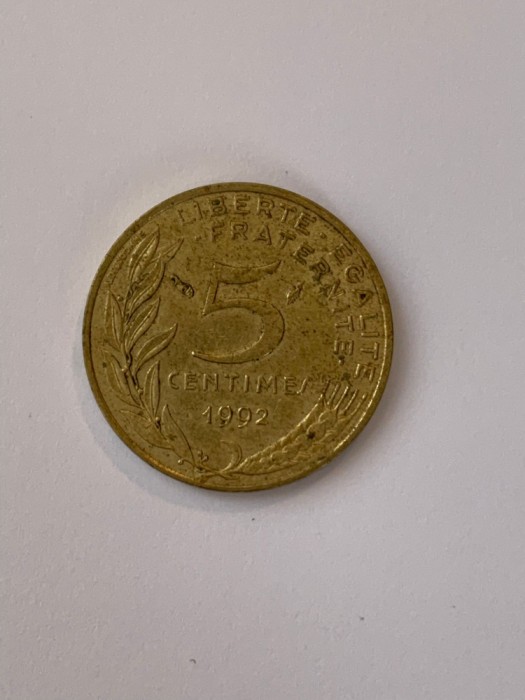 Moneda 5 CENTIMES - 5 CENTIMI - 1992 - Franta - KM 933 (93)