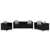 VidaXL Set canapele 3 și 2 locuri și fotoliu, negru, piele artificială