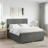 Cumpara ieftin Pat boxspring cu saltea Gri inchis 160 x 200 cm Tesatura
