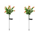 Lampi solare de gradina, Flori Portocalii cu panou solar mare, schimbare de culoare, rezistente la apa, 2 buc, EMC ONSHOP&reg;