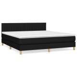 Cumpara ieftin Pat box spring cu saltea, negru, 160x200 cm, textil