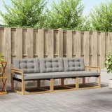 vidaXL Set de canapele de exterior cu pernă 3 pcs Alb și gri deschis 3388365