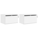 Noptiere montate pe perete cu lumini LED, 2 buc., alb, DKD Home Decor