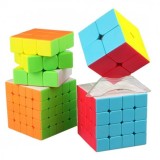 Cumpara ieftin Set 4 Cuburi Magice QiYi Stickerless Profesional, 2x2 3x3 4x4 5x5, ABS, Multicolor, Joc de Indemanare, 3+