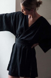 MUUV. rochie din amestec de in MAISON MAHALI culoarea negru, mini, oversize, MUUV.