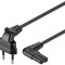 Cablu de alimentare pt. TV cu conectori cotiti CEE 7/16 - IEC-60320-C7 2m Goobay